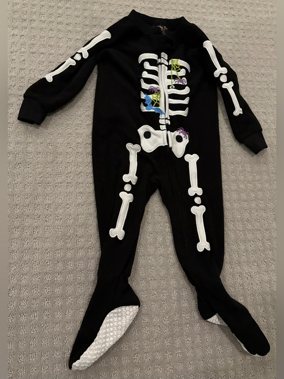 18M Baby Black Skeleton One-Piece Pajamas with Footies/Halloween costume